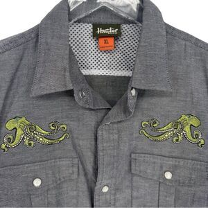 Howler Bros Boys XL Short Sleeve Guacho Snapshirt Octopus Embroidered Western